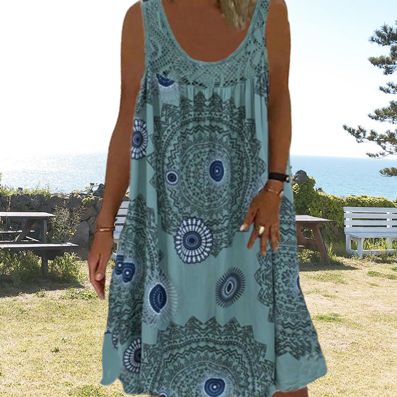 GR | Airy summer dress with print & O-neck