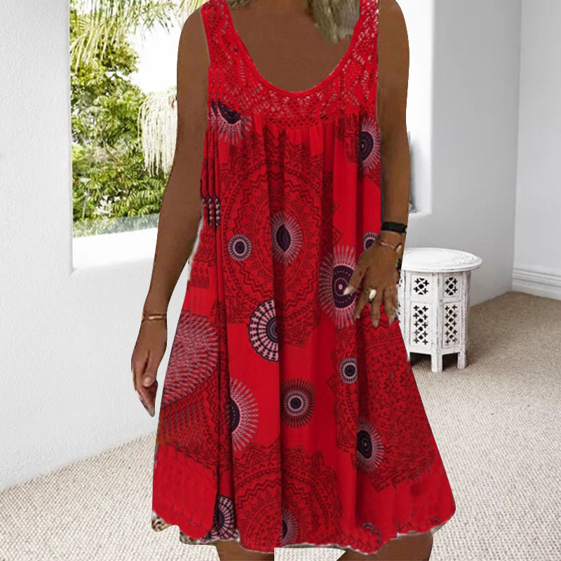 GR | Airy summer dress with print & O-neck
