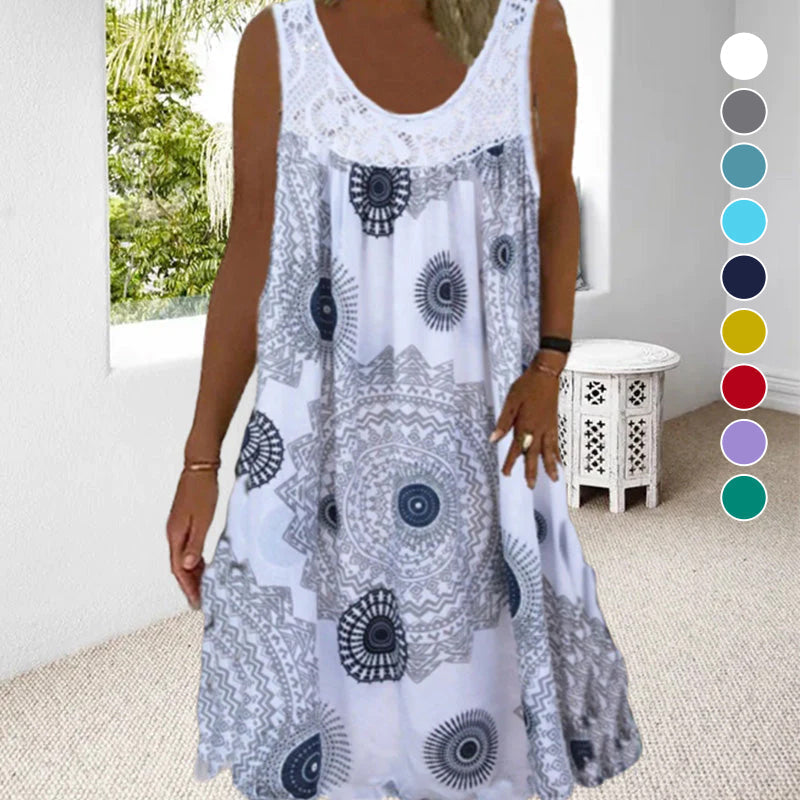 GR | Airy summer dress with print & O-neck