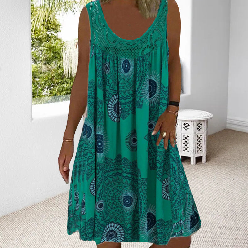 GR | Airy summer dress with print & O-neck