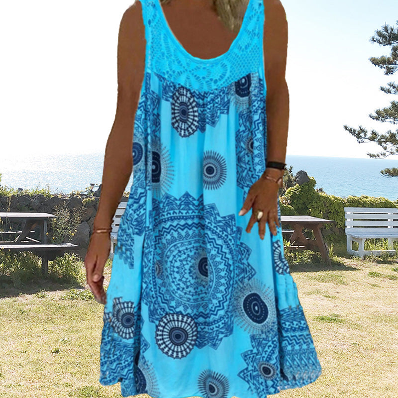 GR | Airy summer dress with print & O-neck