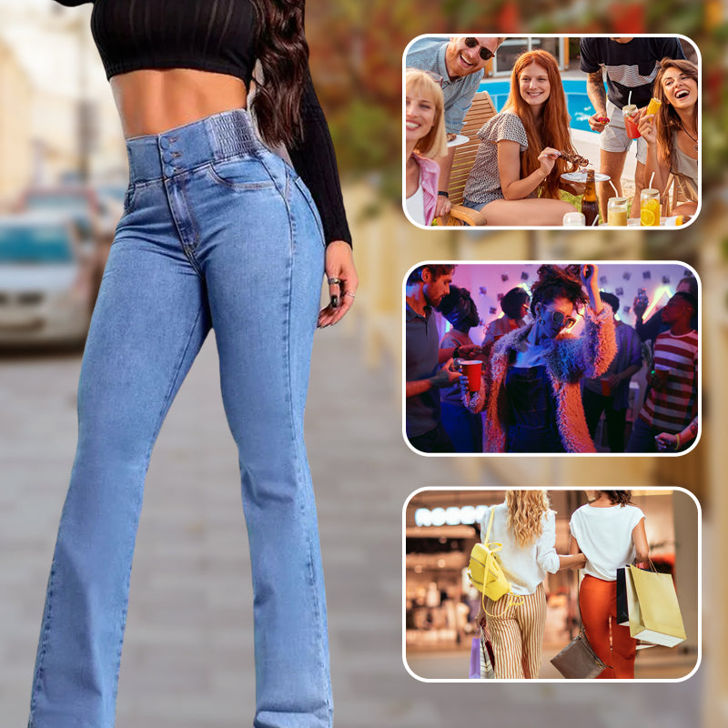 GR | Modische Stretch Jeans Mit Weitem Bein