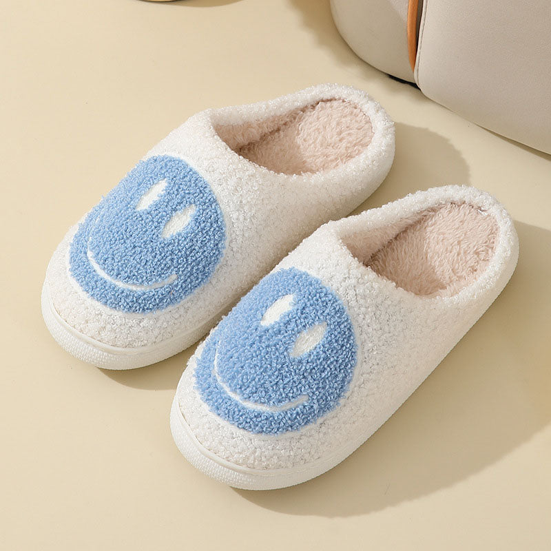 GR Large Smiley Pattern Fur Slippers