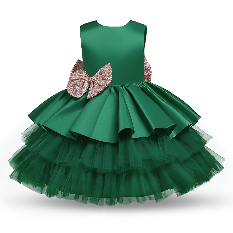 GR | Mädchenkleid für Babys Große Schleife Taufkleid Festkleider