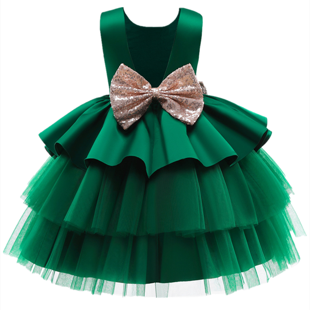 GR | Mädchenkleid für Babys Große Schleife Taufkleid Festkleider