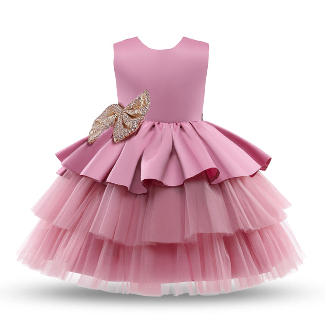 GR | Mädchenkleid für Babys Große Schleife Taufkleid Festkleider