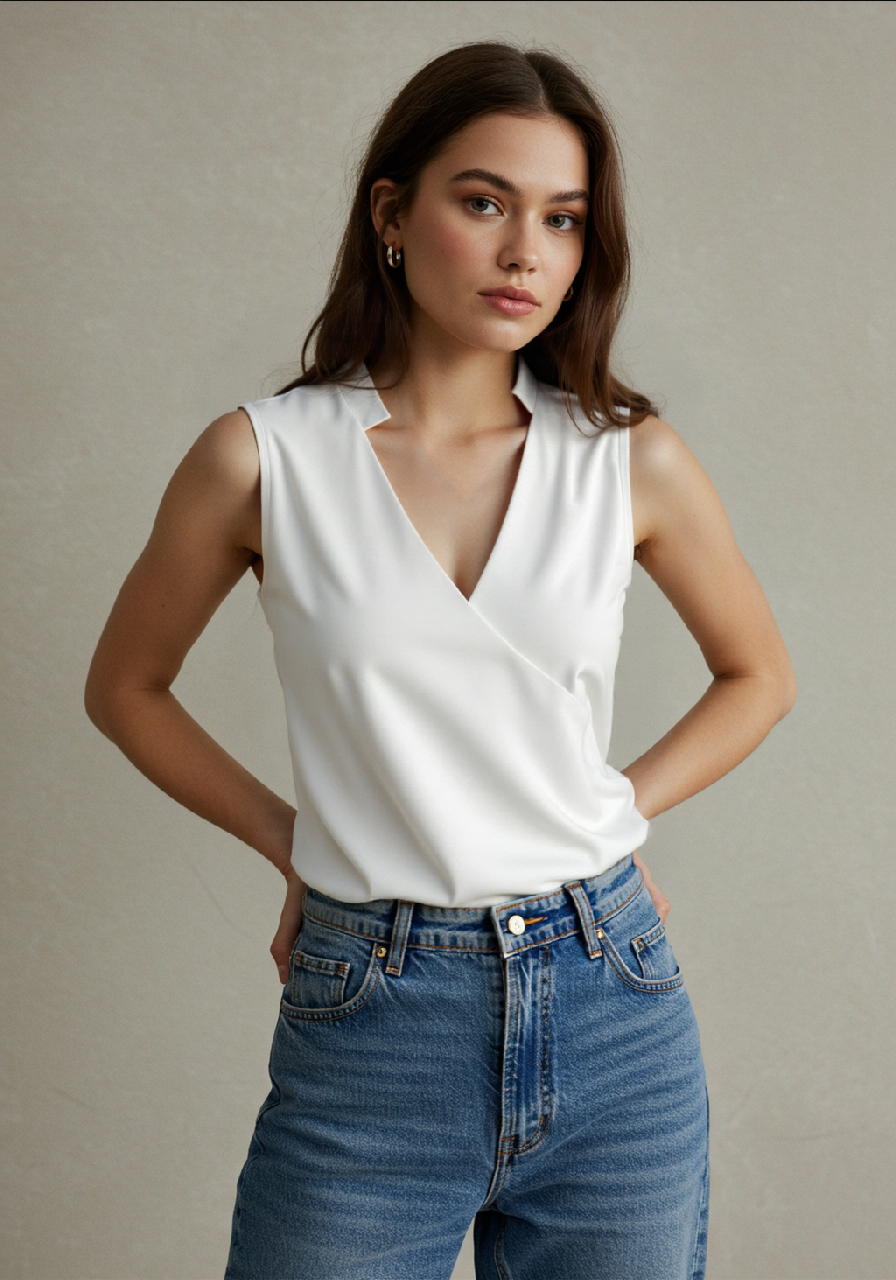 GR Elegant sleeveless solid color top