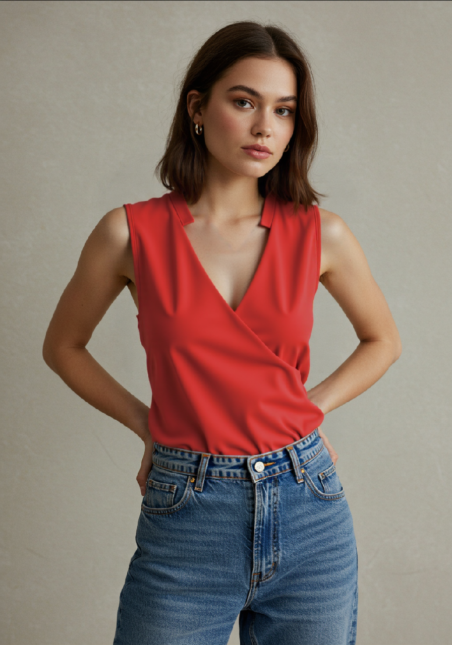 GR Elegant sleeveless solid color top