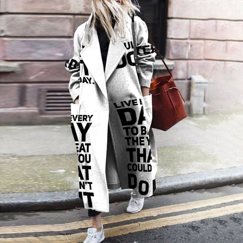 GR | Women's Long Plus Size Trench Coat Jacket