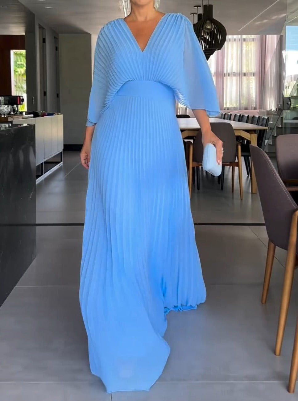 GR | Vibrant pleated maxi dress