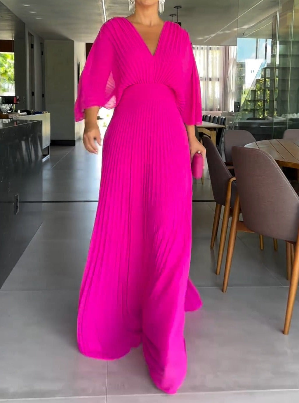GR | Vibrant pleated maxi dress