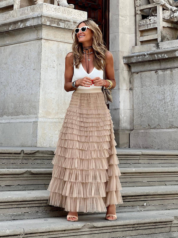 GR | Trendy maxi skirt made of multi-layered tulle