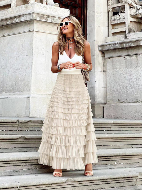 GR | Trendy maxi skirt made of multi-layered tulle