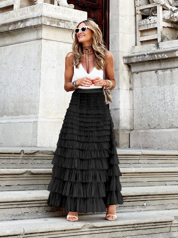GR | Trendy maxi skirt made of multi-layered tulle