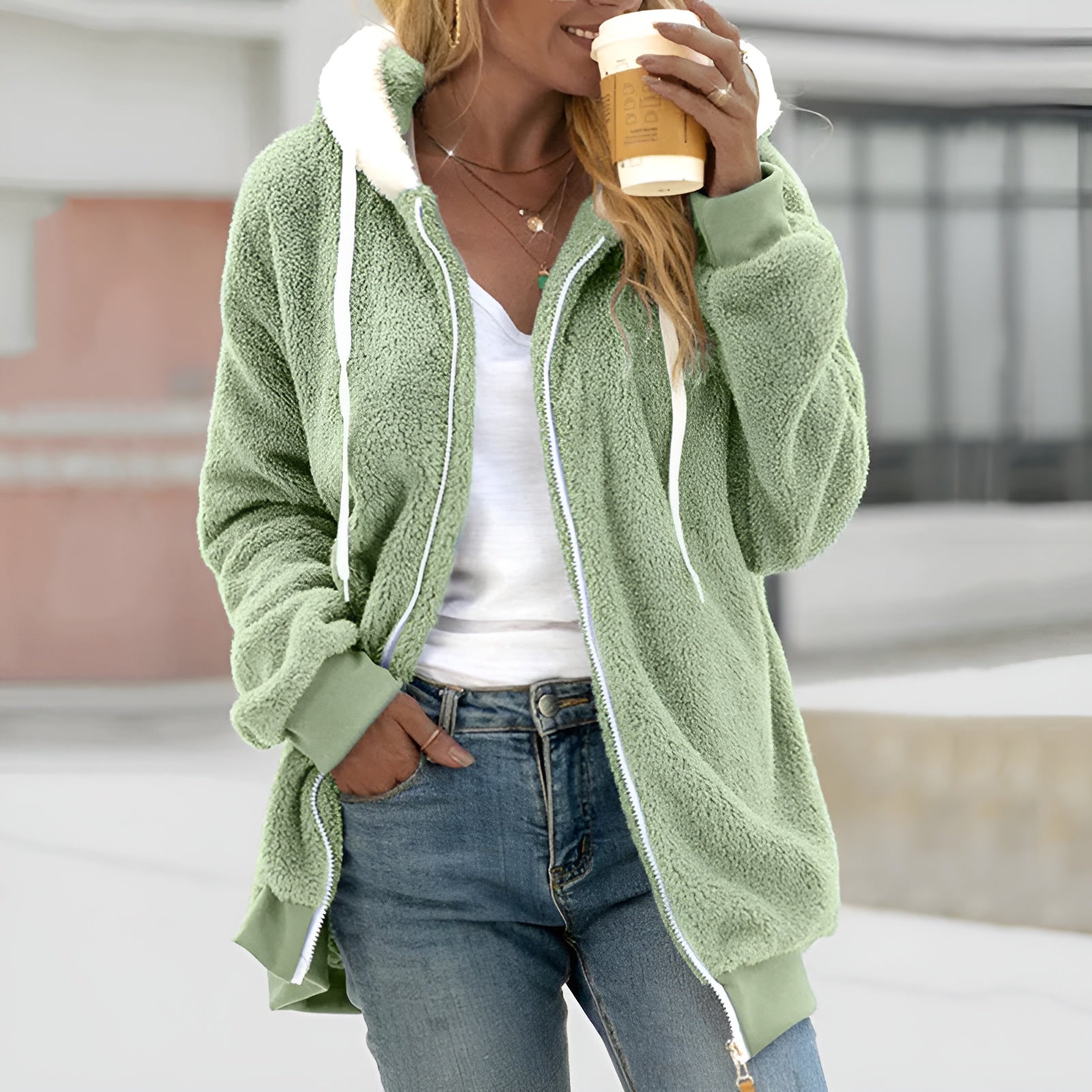 GR | Comfortable super-soft fleece jacket with hood 