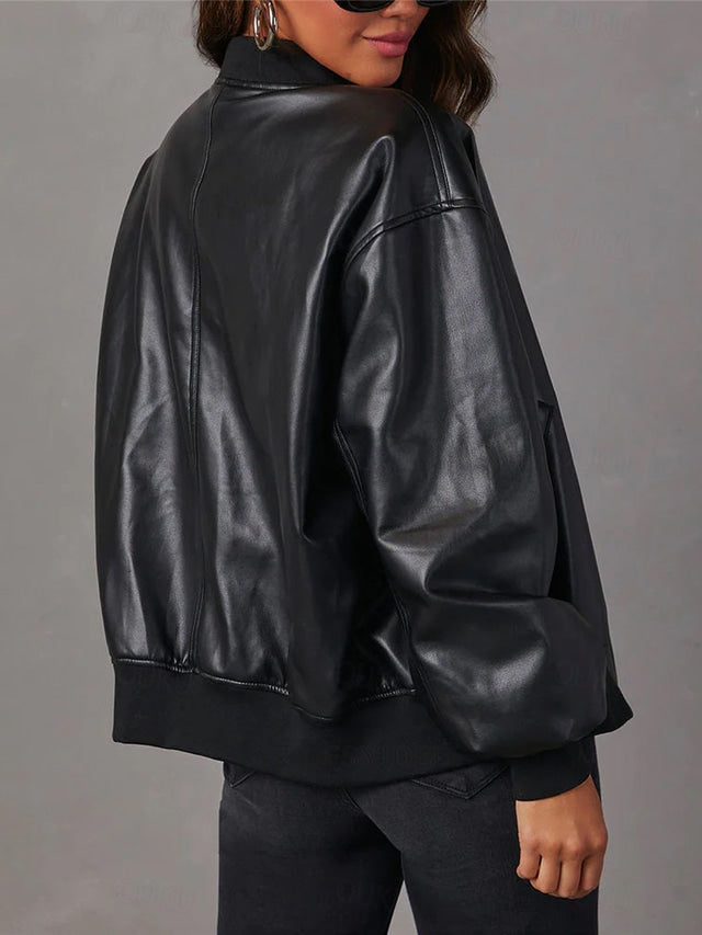 GR | Loose leather jacket for women