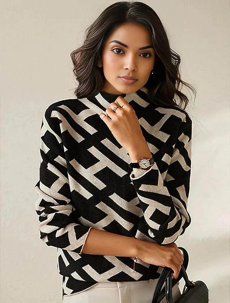 GR | Pullover Mit Geometrischem Muster Für Frauen