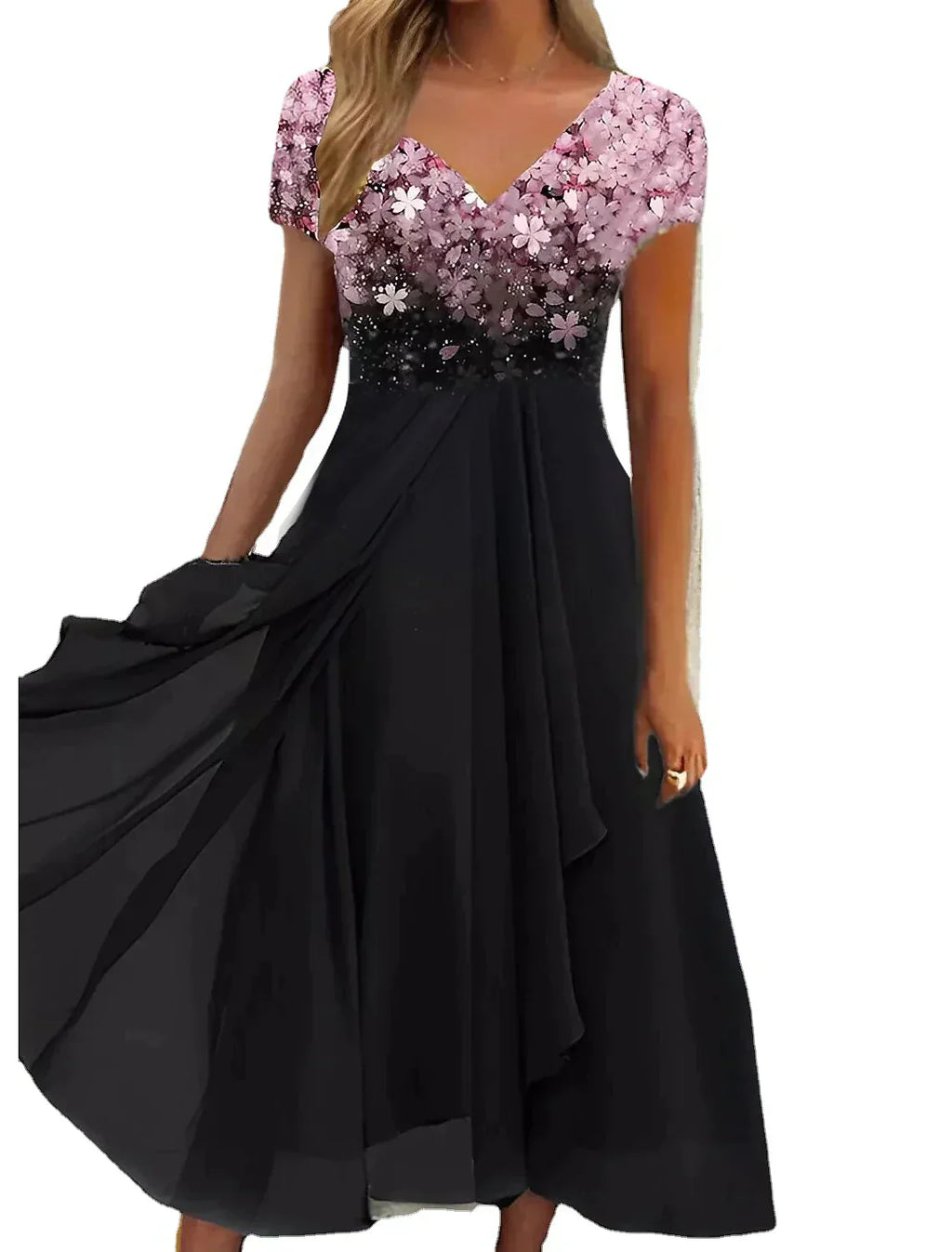 GR | Elegantes Midi Kleid mit Blumen-Spitze