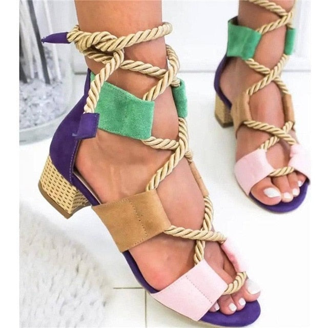 GR | Gladiator-colored strappy heeled sandal