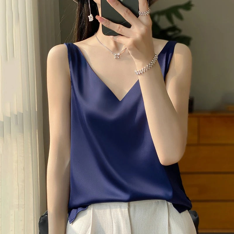 GR | Sleeveless satin silk top