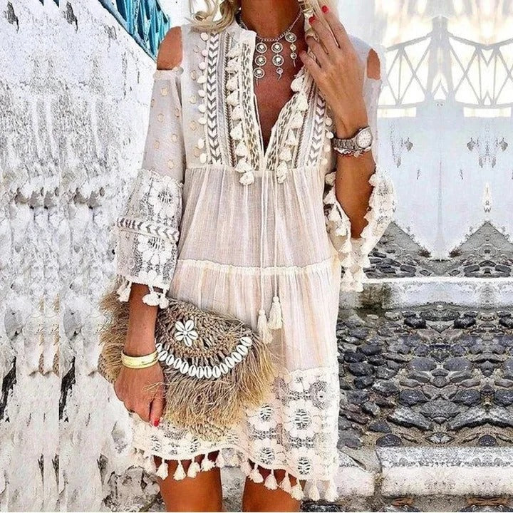GR | Mini Kleid mit Boho Spitze