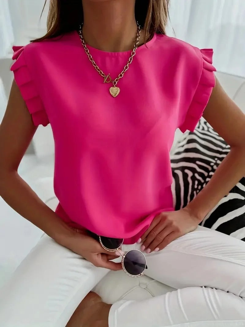 GR | Elegant sleeveless top with ruffles