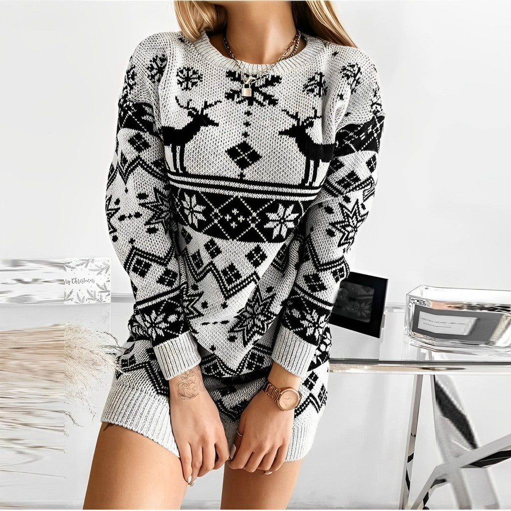 GR | Fashionable knit dress with print
