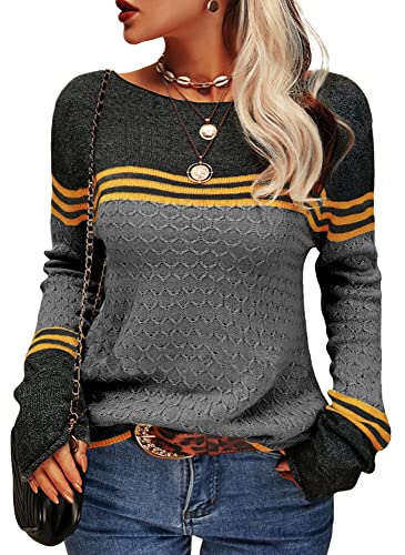 GR - Damen Zwei-Farben Farbblock Pullover