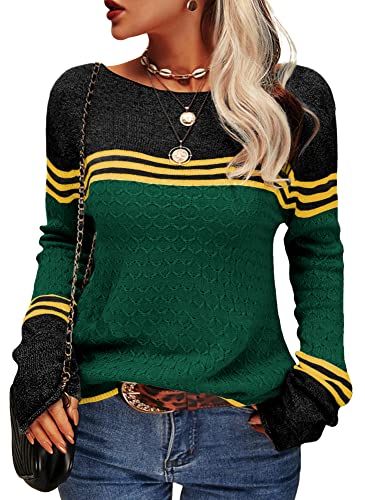 GR - Damen Zwei-Farben Farbblock Pullover