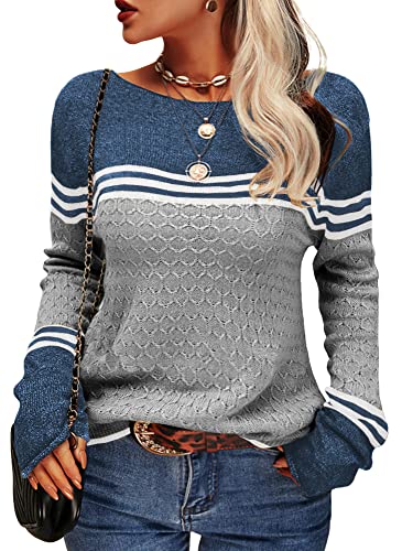 GR - Damen Zwei-Farben Farbblock Pullover