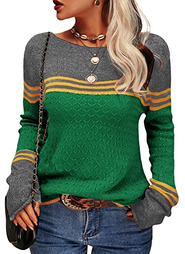GR - Damen Zwei-Farben Farbblock Pullover