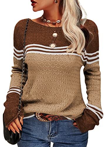 GR - Damen Zwei-Farben Farbblock Pullover