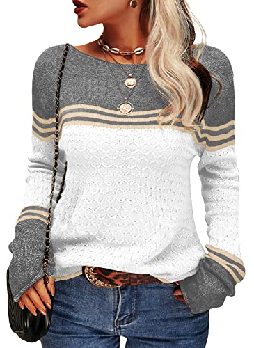 GR - Damen Zwei-Farben Farbblock Pullover