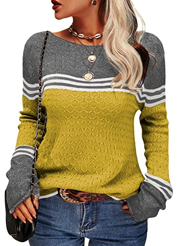 GR - Damen Zwei-Farben Farbblock Pullover