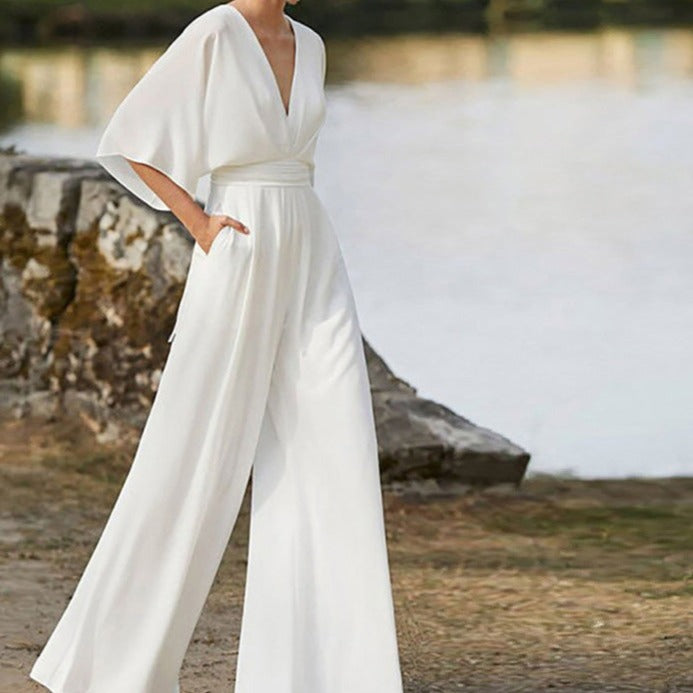 GR | Jumpsuit with wide neckline for women
