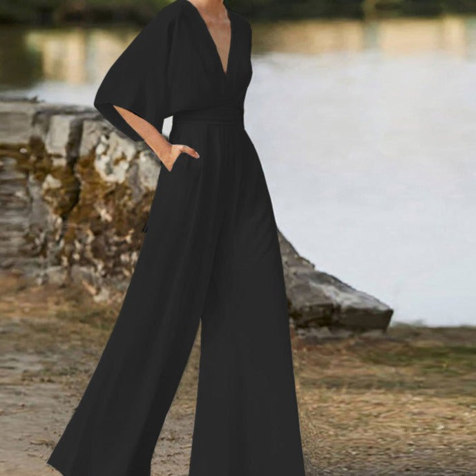 GR | Jumpsuit with wide neckline for women