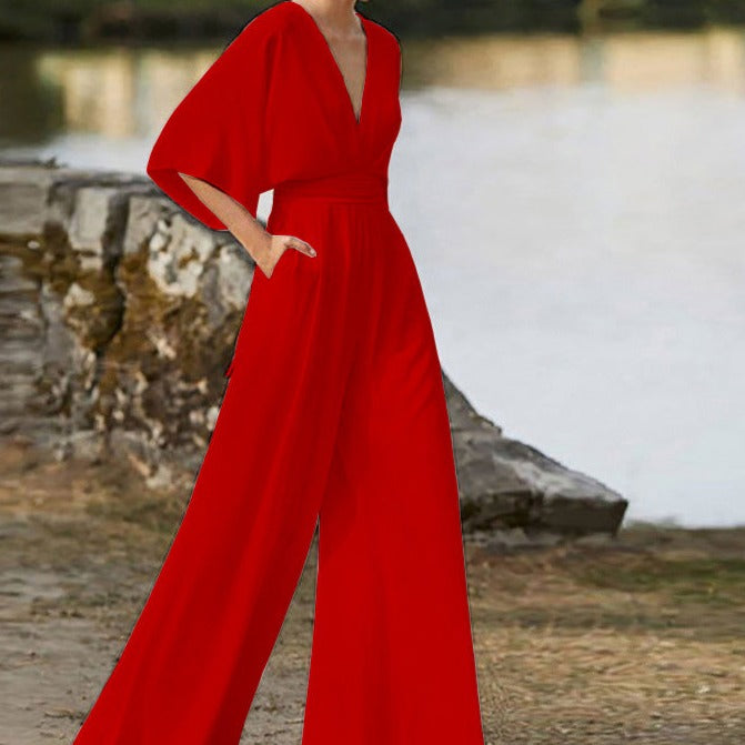 GR | Jumpsuit with wide neckline for women