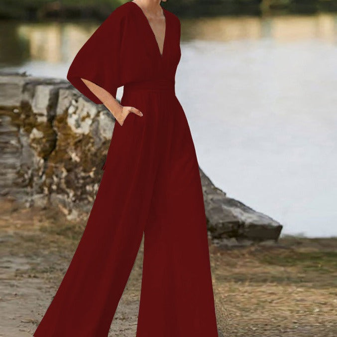 GR | Jumpsuit with wide neckline for women