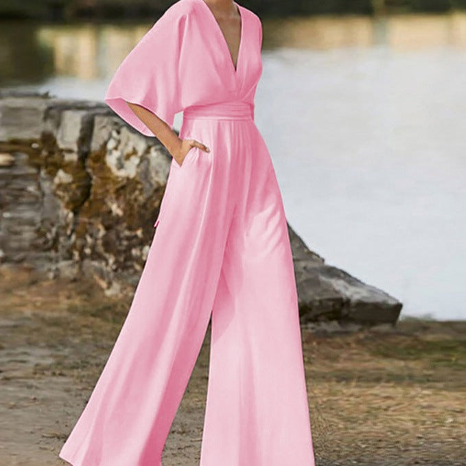 GR | Jumpsuit with wide neckline for women