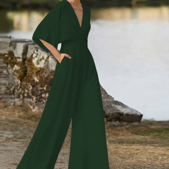 GR | Jumpsuit with wide neckline for women