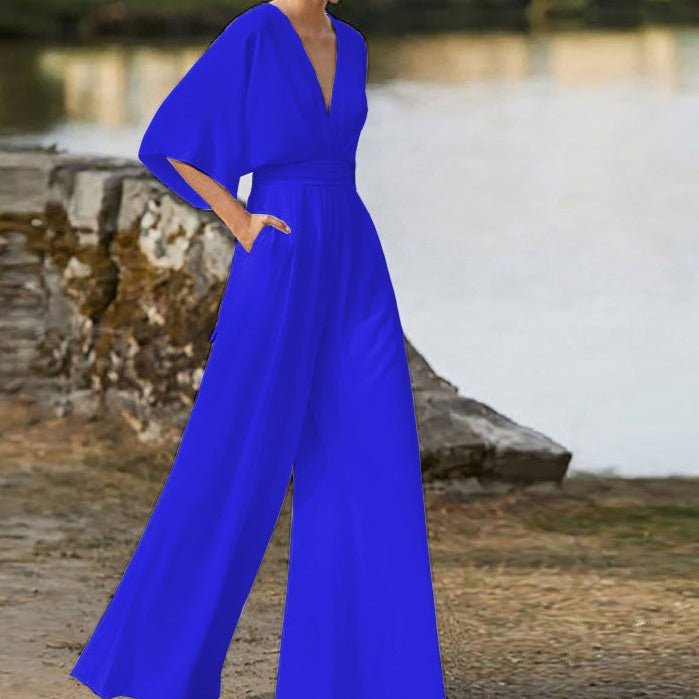 GR | Jumpsuit with wide neckline for women