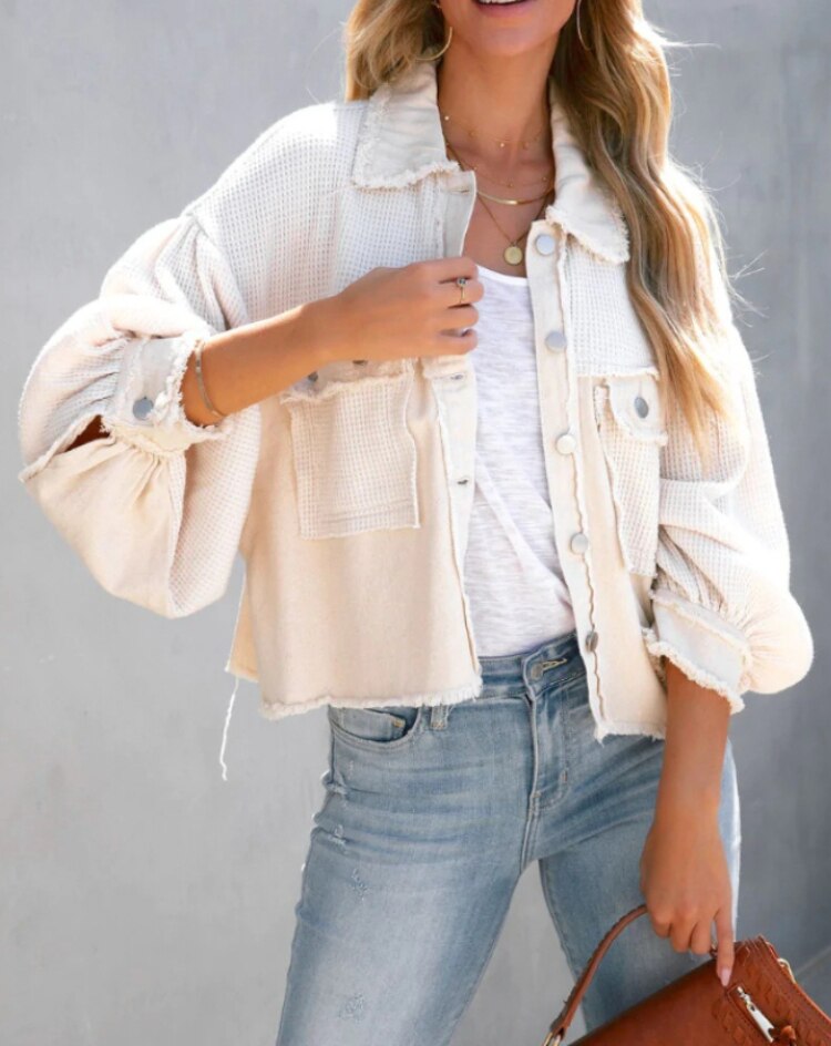 GR Jacket | Modern women's jacket with ribbed velvet in pastel colors