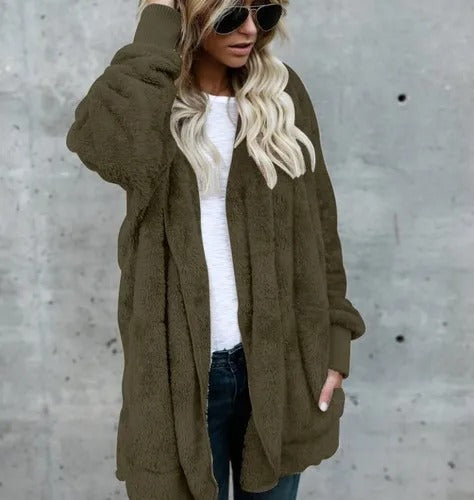 GR Fleece-Cardigan | Superweicher lässiger Fleece-Cardigan mit Kapuze für Damen