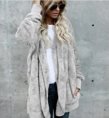 GR Fleece-Cardigan | Superweicher lässiger Fleece-Cardigan mit Kapuze für Damen
