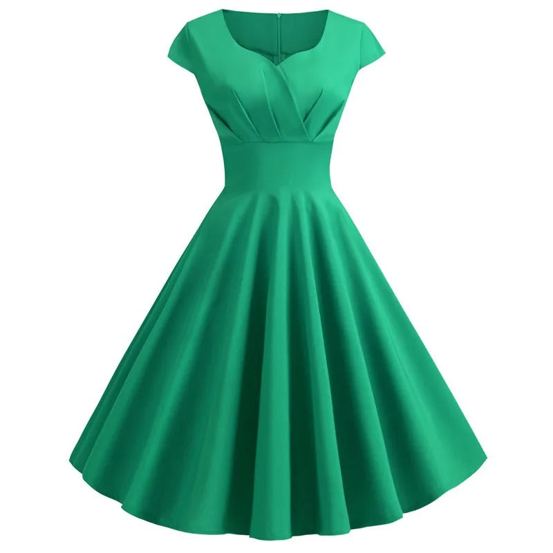 GR | Vintage summer dress with a large V-neck, loose fit and ruffles