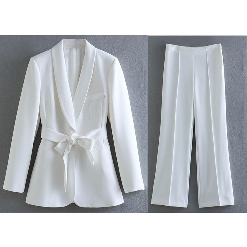 GR | Elegant blazer set with belt for women