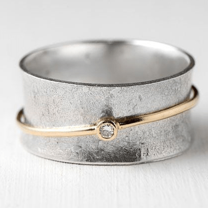 GR | Gold Line Zirconia Silver Ring