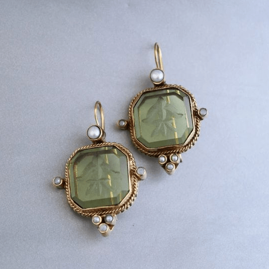 GR | Green & Pearl Earrings