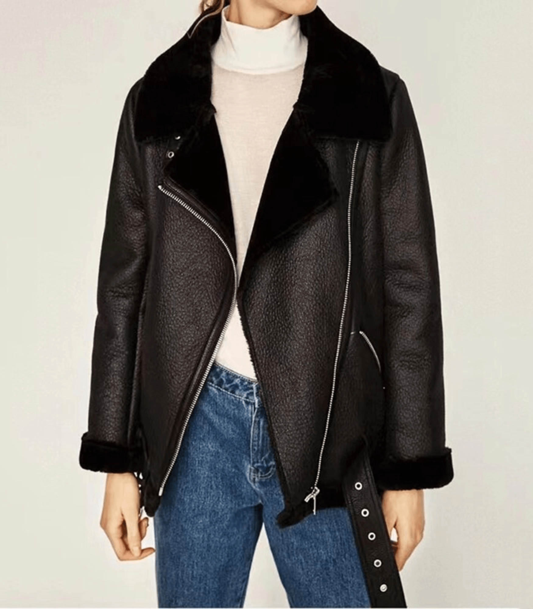 GR Winter Chic - Elegant leather winter coat for women