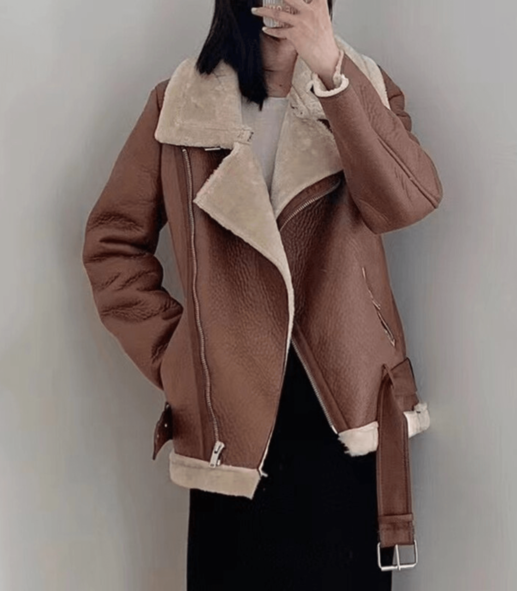 GR Winter Chic - Elegant leather winter coat for women